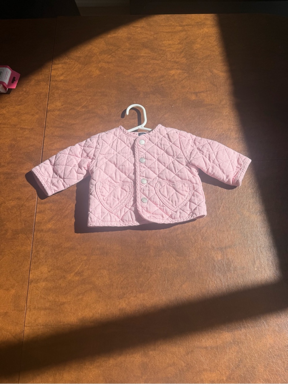 GAP Pink Quilted Jacket with Heart Pockets
